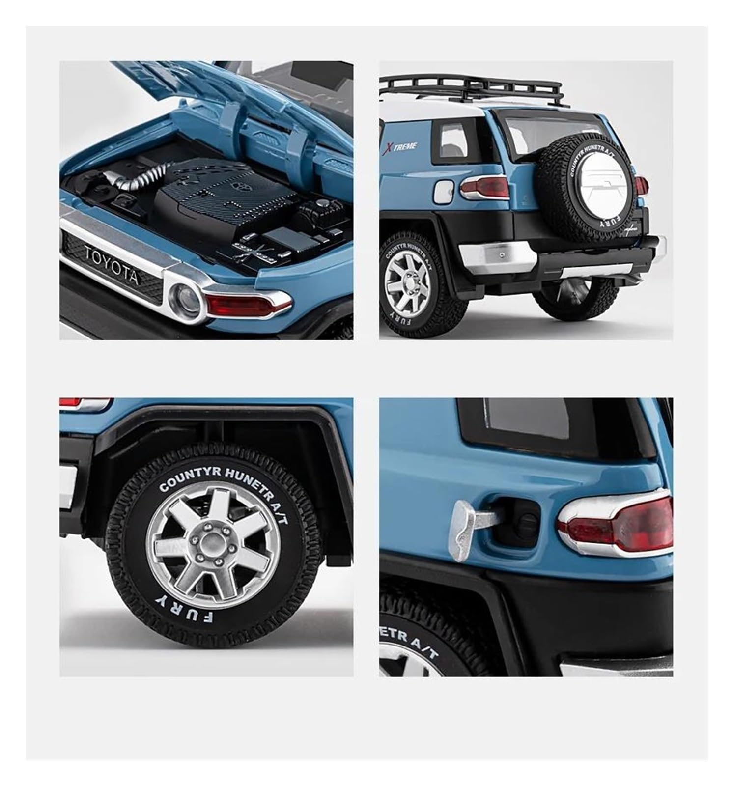 Veicoli a Motore in Scala 1:24 for Toyota Fj Cruiser SUV Mini Simulazione Statica Scala Modello di Auto in Lega Modello in Metallo Ornamenti Creativi Modello di Auto Replica(Yellow)