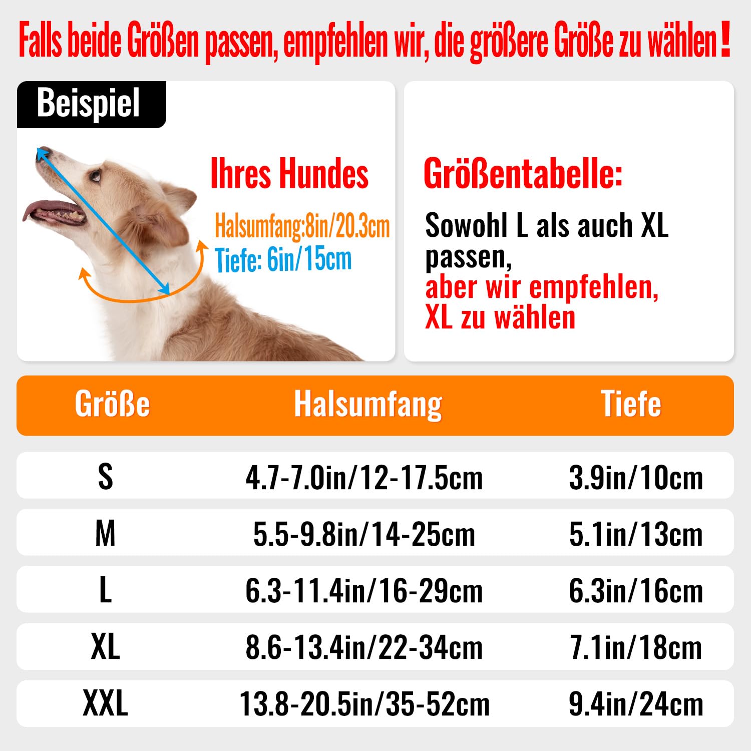 GGW Weiche Halskrause Hund verstellbar atmungsaktiv (Dunkelblau, M) | Bequemer Leckchutz-Schutzkragen für Hunde. Ideal für postoperative Pflege oder Hautjucken. Verstellbarer Halsumfang.