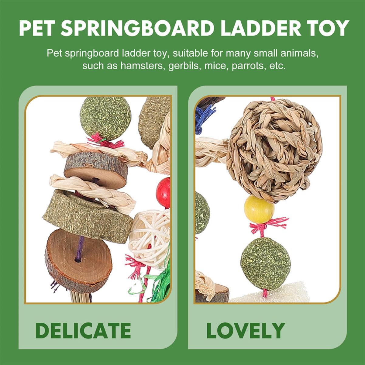 Yardwe 2 Stück Kaninchen Kauspielzeug für Kleine Haustiere Geruchsfrei zum Spielen und Zähne Schleifen Hängendes Hamsterzubehör für Kleintierkäfige