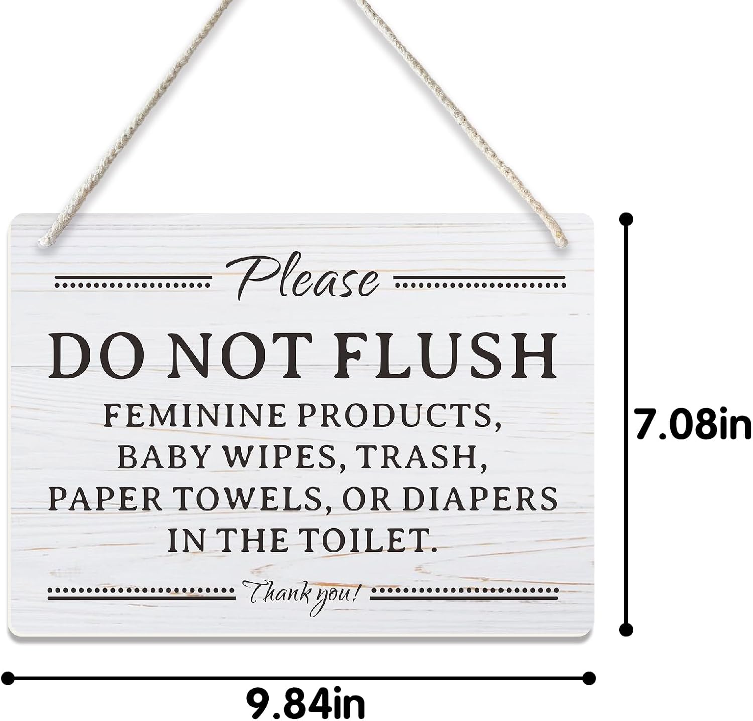 Eptic System Bathroom Sign, 10 * 7 inches Plastic Wall Hanging Decor Do Not Flush Female Products Baby Wipes Trash Diapers Sign image 3