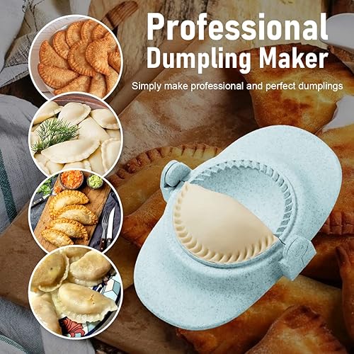 Miniatura 6 de Homtgoe Molde de prensa de dumpling reutilizable con 3 cortadores de masa y 1 cuchara de acero inoxidable 304, apto para máquina, juego de moldes de