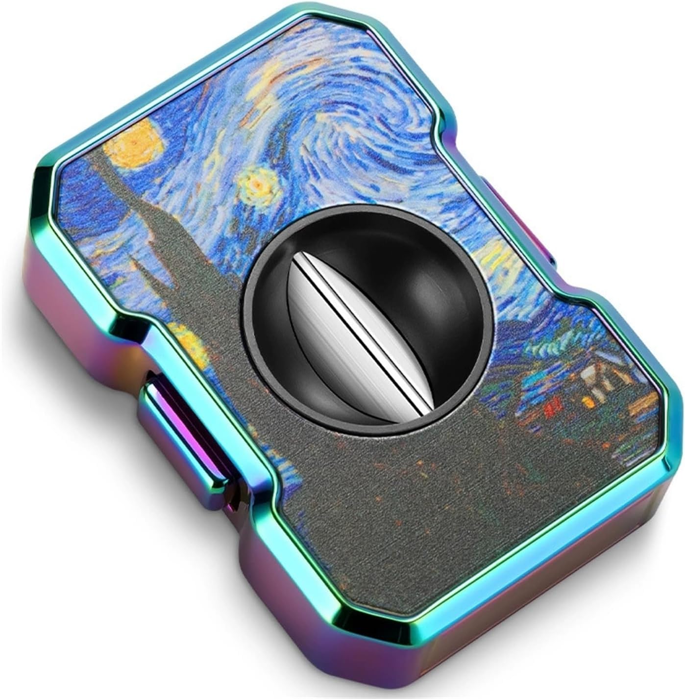 Stainless Steel Cigar V-Cutter, Precision Wedge Cut Tool, Patterned Artistic Surface Handheld Accessory, Portable Travel Size(D)