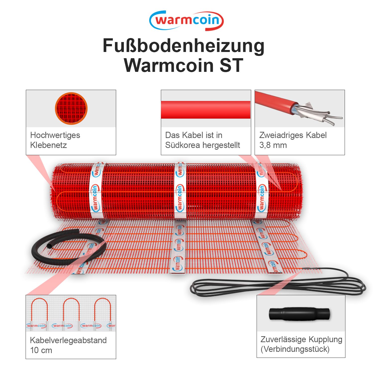 Warmcoin Electric Underfloor Heating, 160 W/m², 3.8 Mm Thick