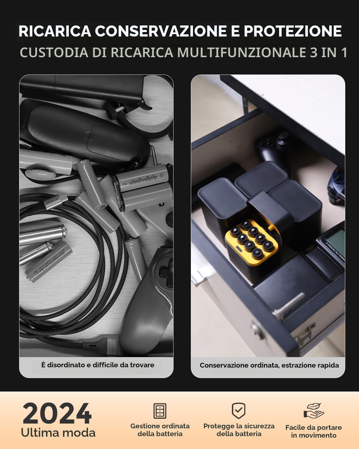 imuto 1.5V Batterie AA ricaricabili 3000mWh, Pile Ricaricabili AA Litio 1600 Cicli con display a LED nero ricarica rapida, 8 pezzi