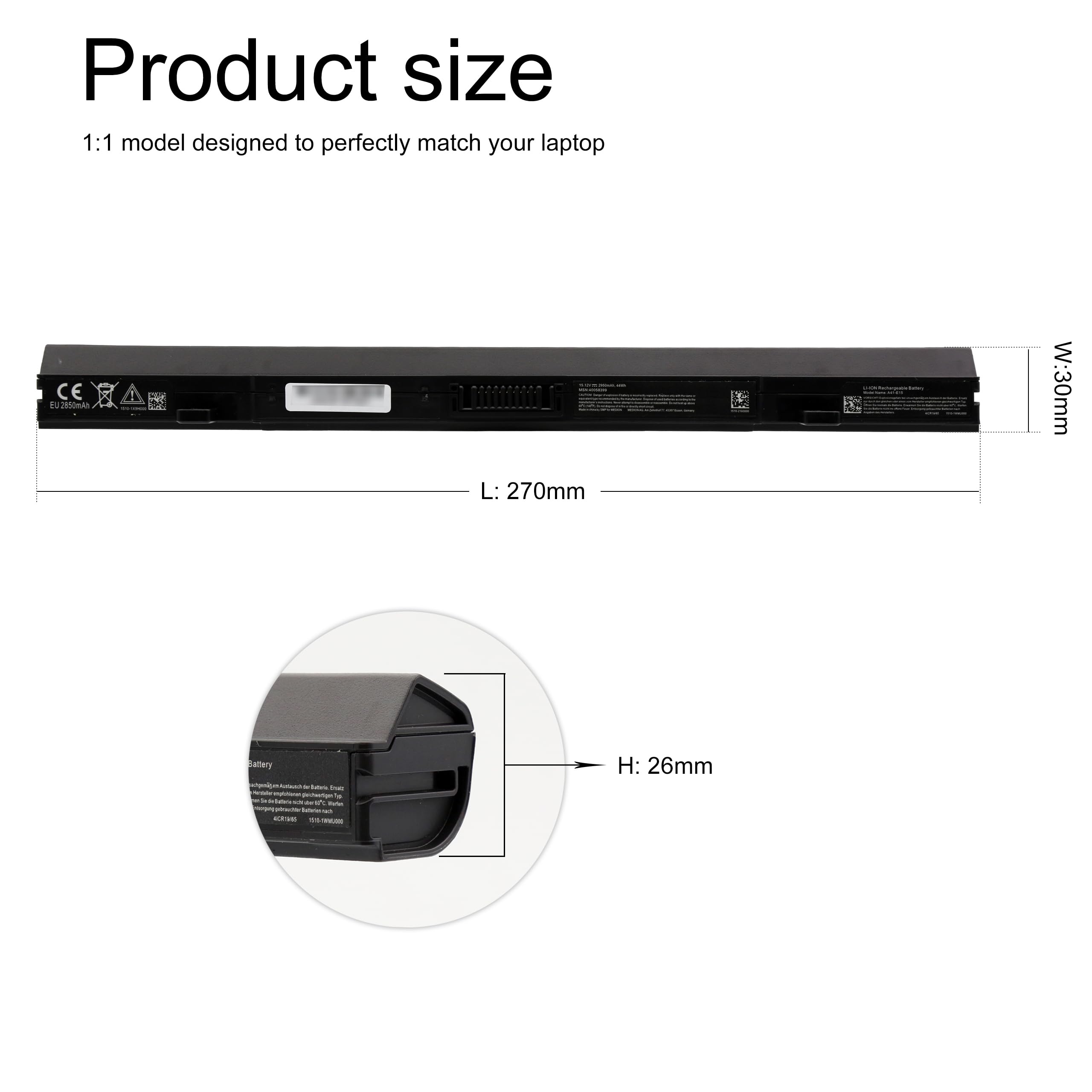 YXXM A41-E15 Laptop Battery for Medion Akoya E6429 E6431 E6432 E6430
