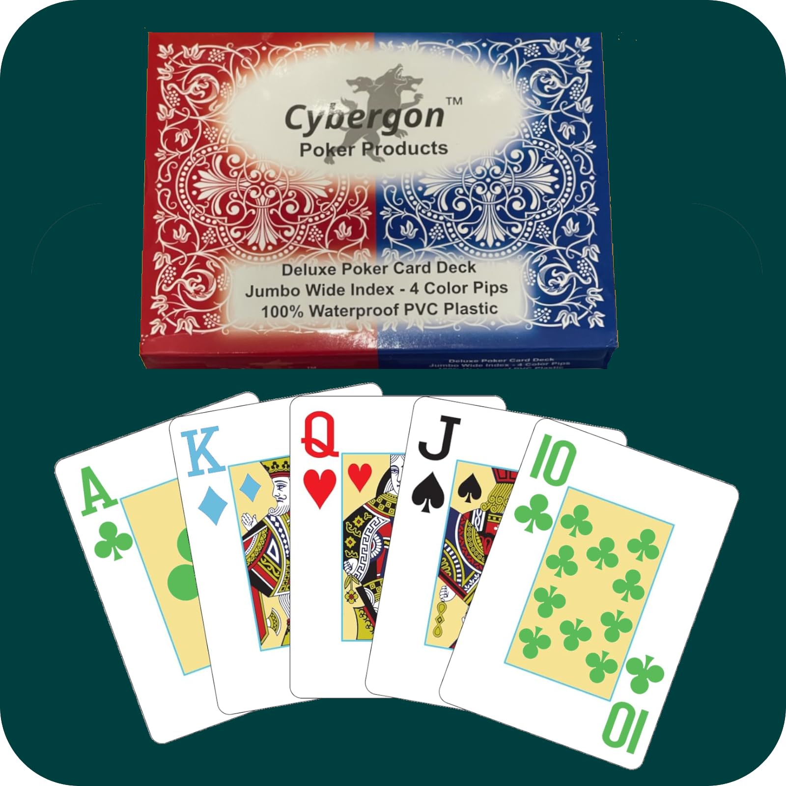 Amazon.com: Cybergon Plastic Playing Cards – Jumbo Index Large