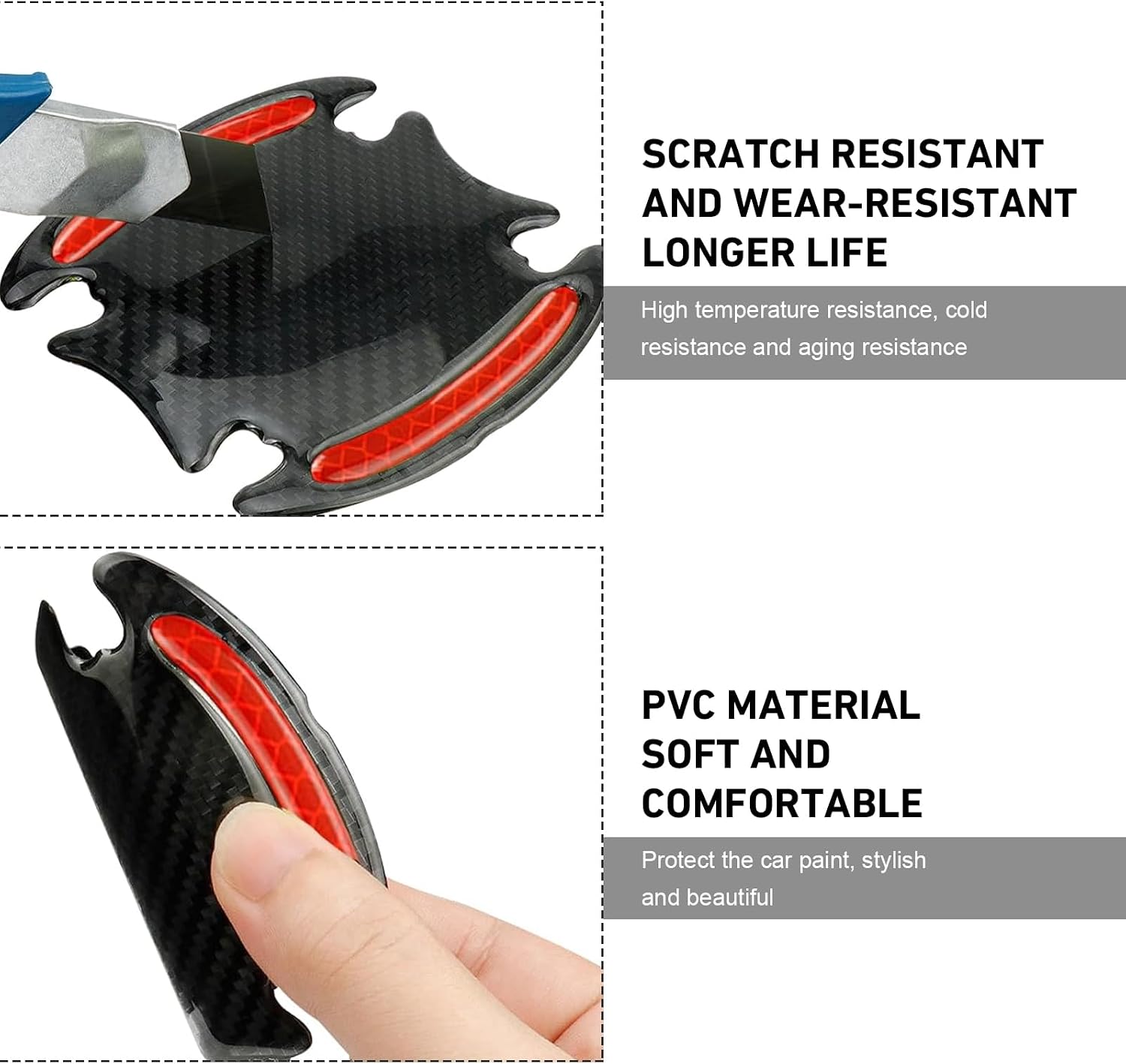 WZP 8PCS Car Door Handle Scratch Protectors, 3D Safety Reflective Strips image 3