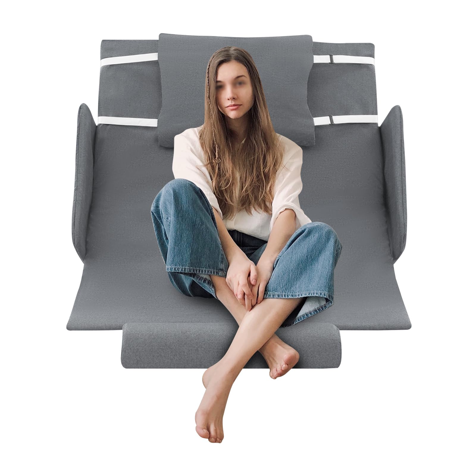 Respaldo eléctrico ajustable para camas de hasta 100 kg, inclinación de 10 – 80° con mando a distancia, barandillas laterales, incluye reposapiernas, cojín para personas mayores/cuidados, universal
