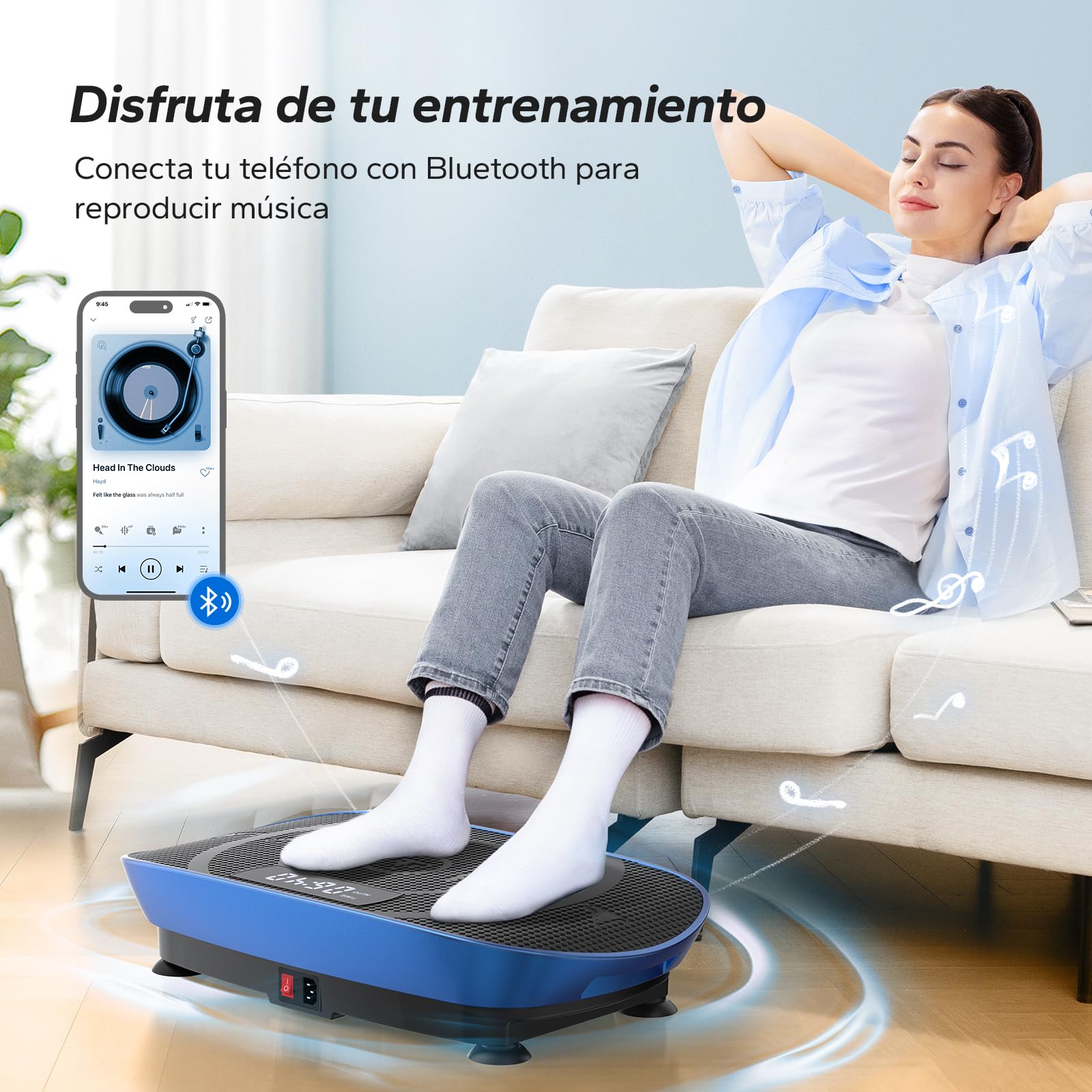 MERACH Plataforma Vibratoria, Potente Plataforma Vibración Muscular para Musculación y Moldeado, Control Automático de Velocidad, Altavoz Bluetooth Incorporado