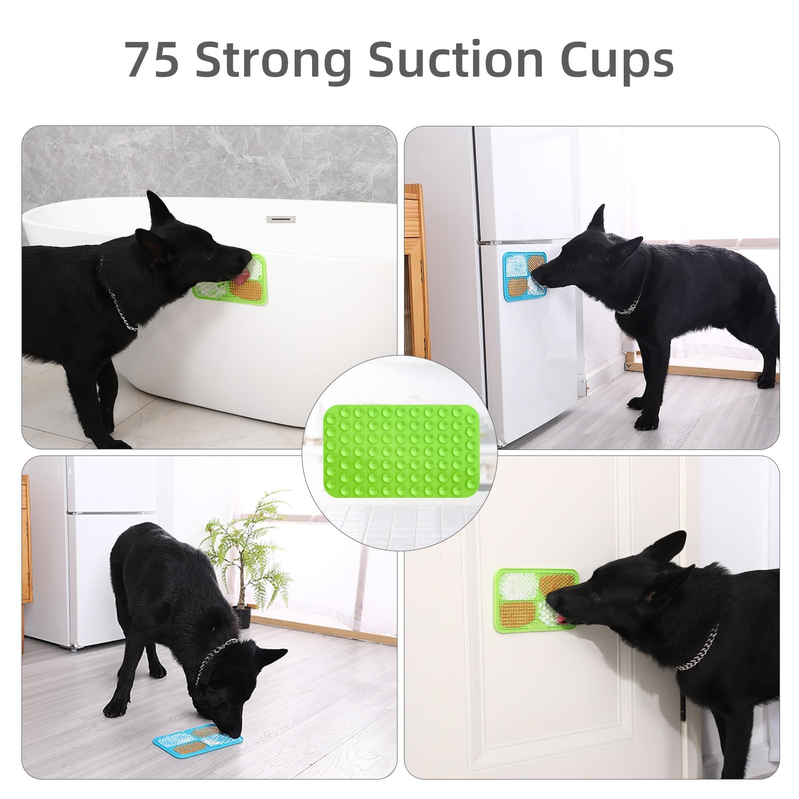 MateeyLife 2 stuks likmat voor honden en katten 15x15 cm met zuignappen – Slow feeder voermat voor yoghurt, boter of snacks – Stressverlichtend hondenspeelgoed – Blauw & groen