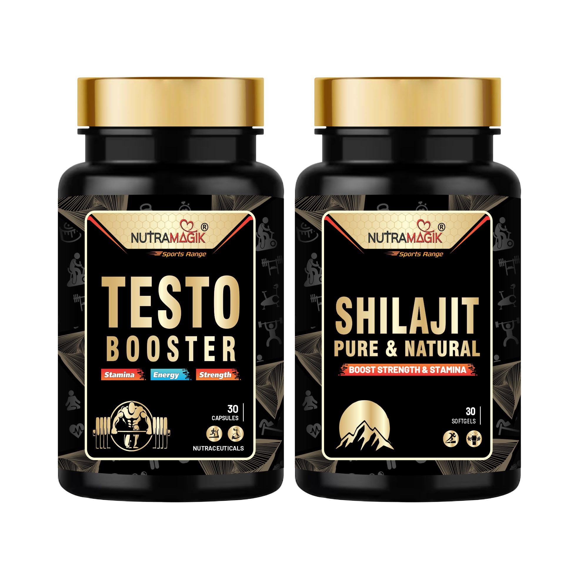 Shilajit & Testo Boster Pure & Natural for Stamina and Energy-30 Capsules each