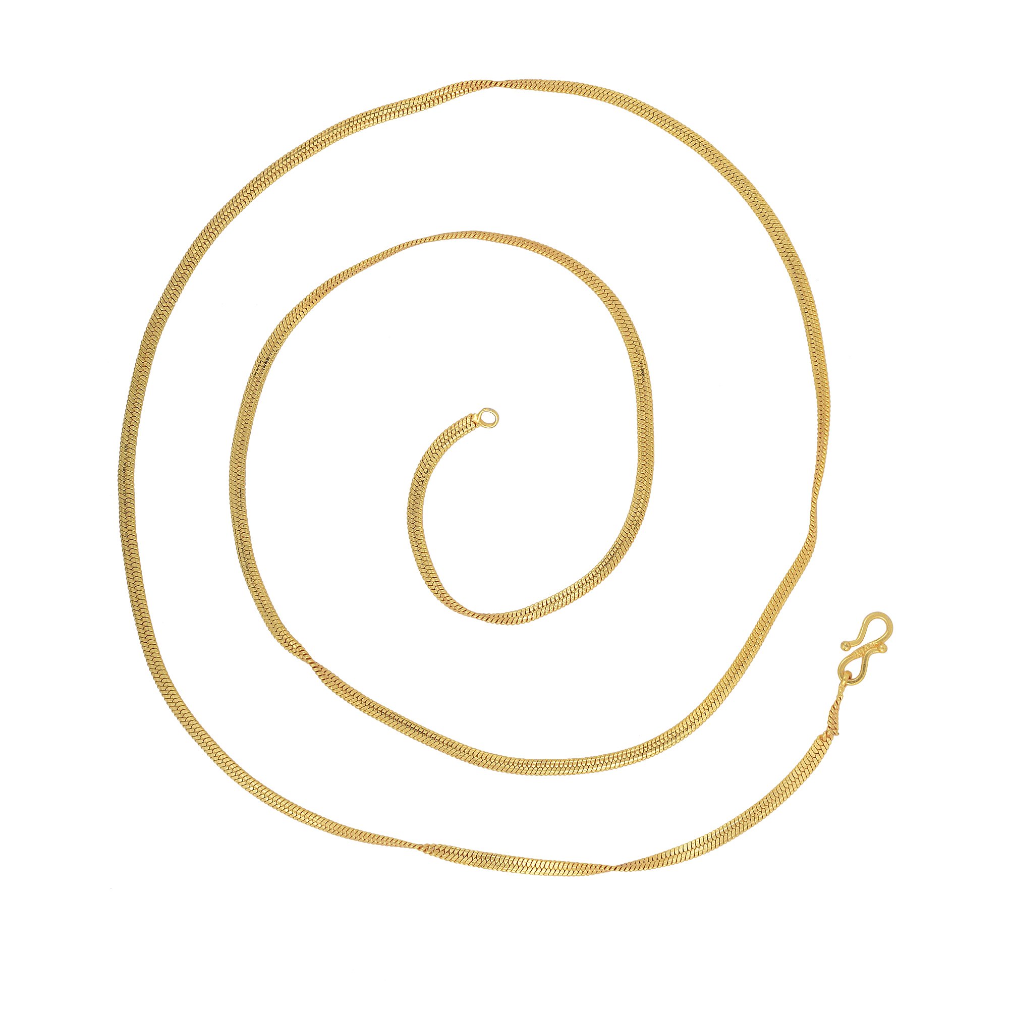 24 KT Micron Gold super long 32 Inch Flat snake chain design long chain for Men and Women (CNRM6213)-image-11