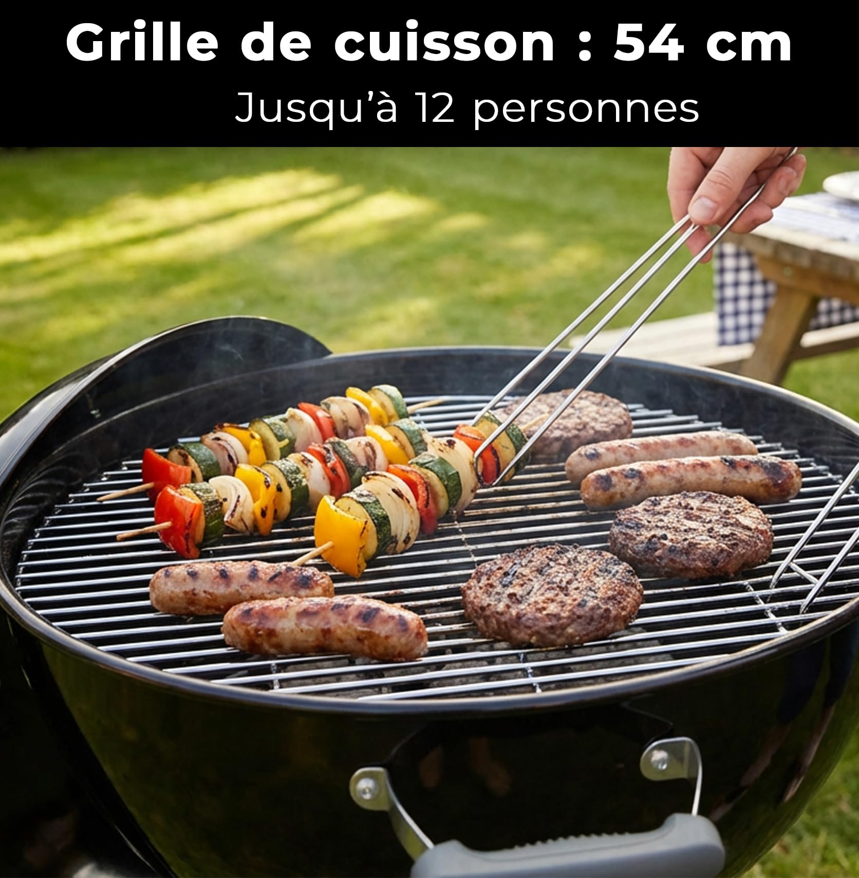 LITTLE BALANCE 3052, Baroud'Fire 570, grill węglowy, z pokrywą i kółkami, 2 kratki ze stali nierdzewnej, termometr, zdejmowany pojemnik na popiół, Ø 54 cm, 8-12 osób, stal emaliowana