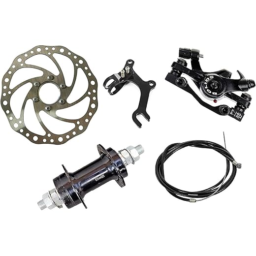 UDee Complete Set for Metal Bicycle Front Disk Break (Black) -5Pcs
