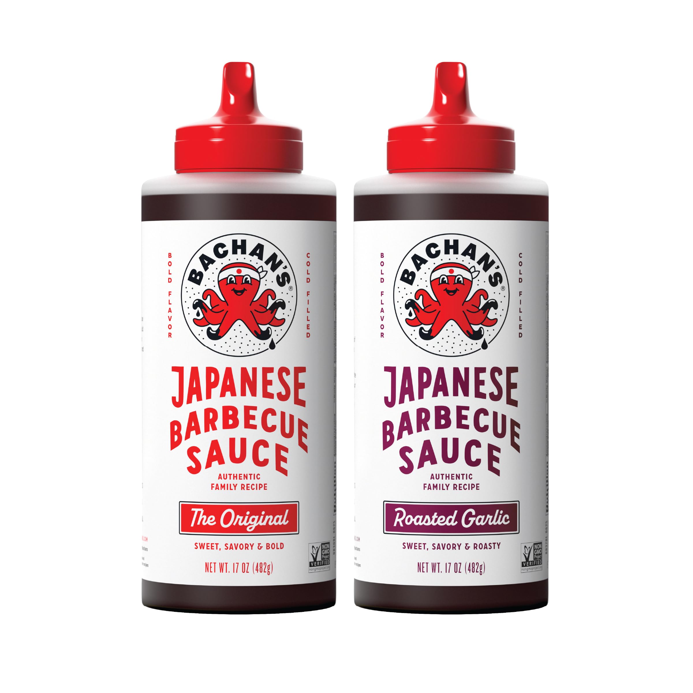 Bachan's Japanese Barbecue Sauce 2 Pack - 1 Original, 1 Roasted Garlic - BBQ Sauce for Wings, Chicken, Beef, Pork, Seafood, Noodles, and More. Non GMO, No Preservatives, BPA free