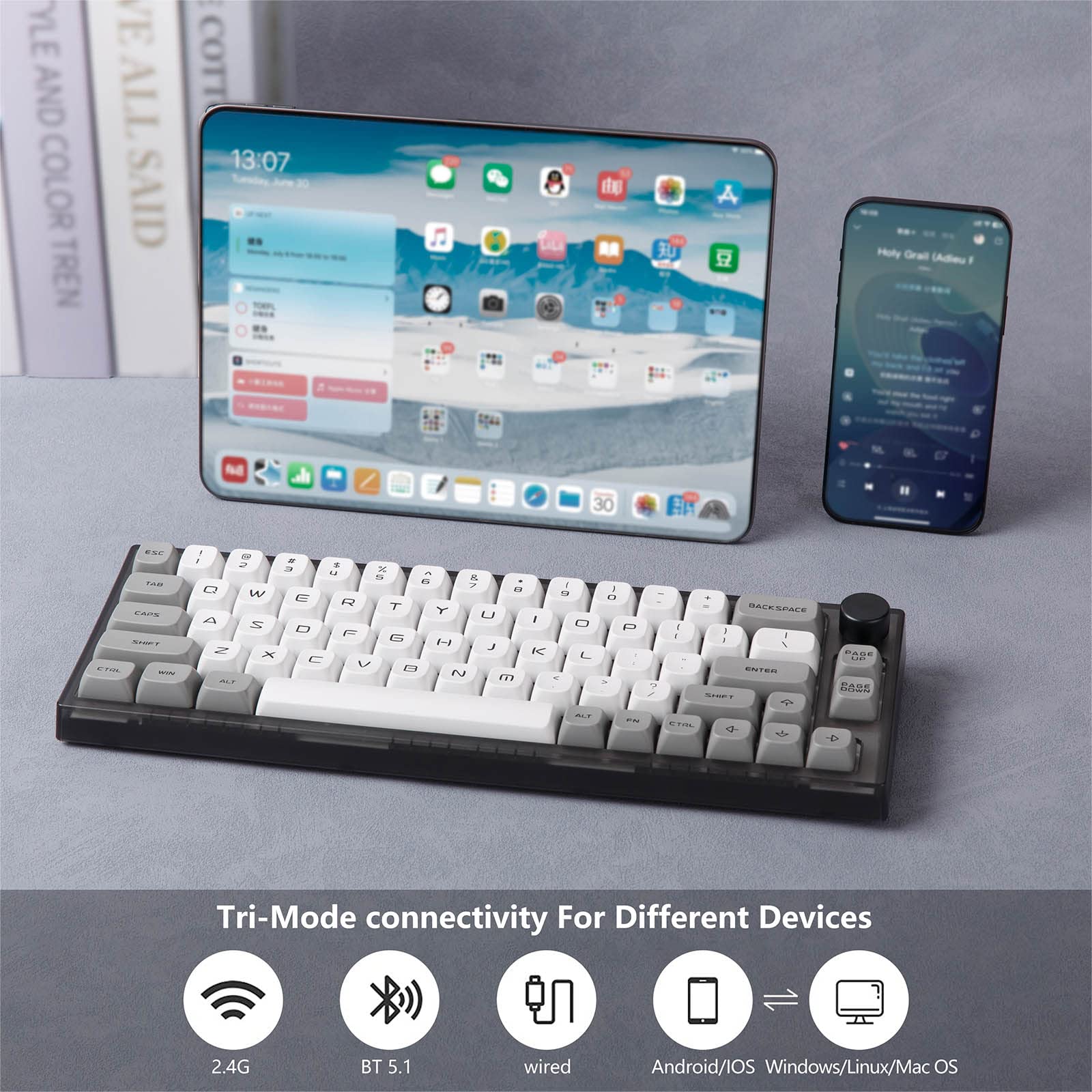 YUNZII VN66 Wireless Mechanical Keyboard, 65% Hot Swappable Gaming