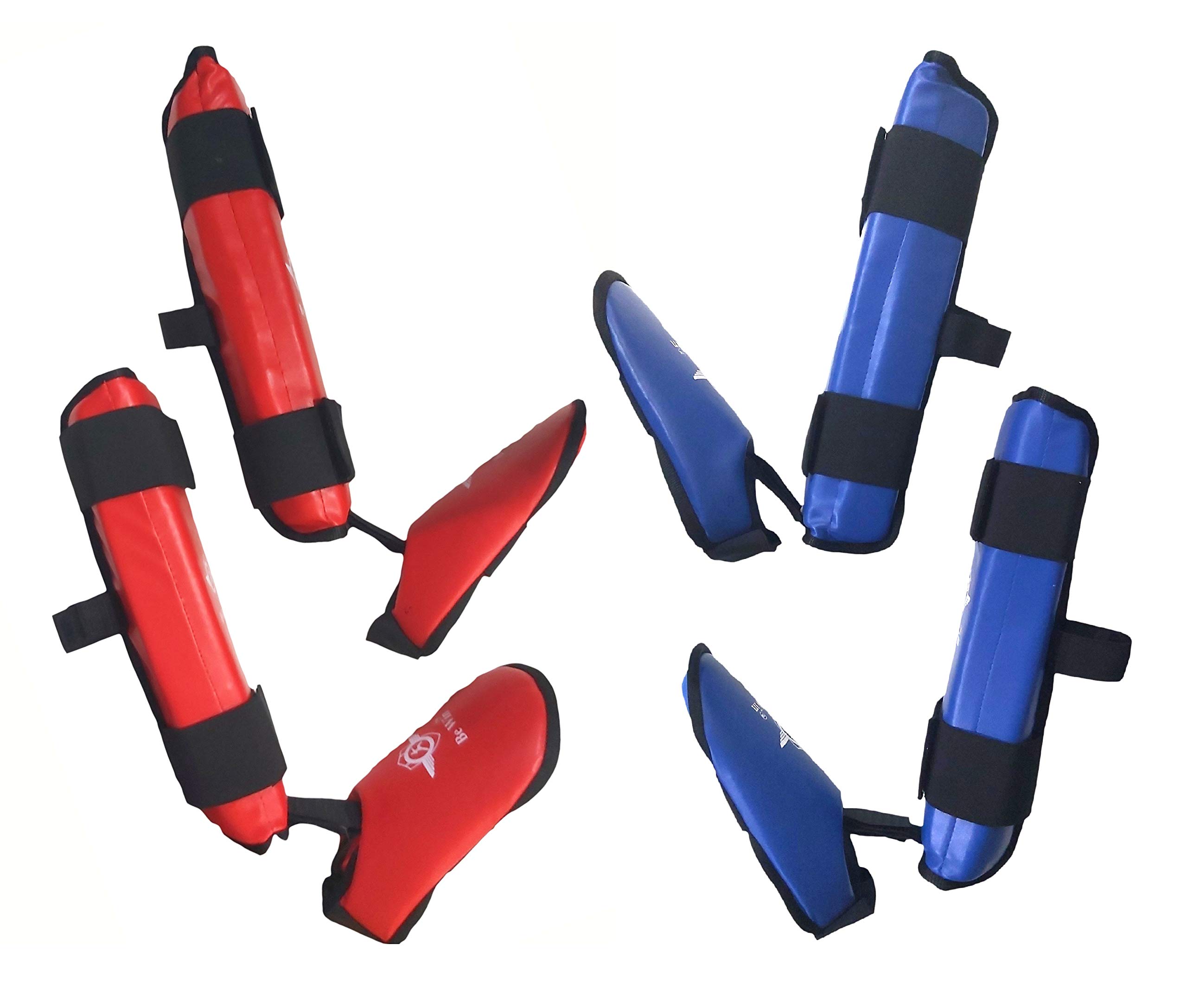 Be Win Karate Shin Guard, Karate Foot Protector (Red & Blue, Large) 1