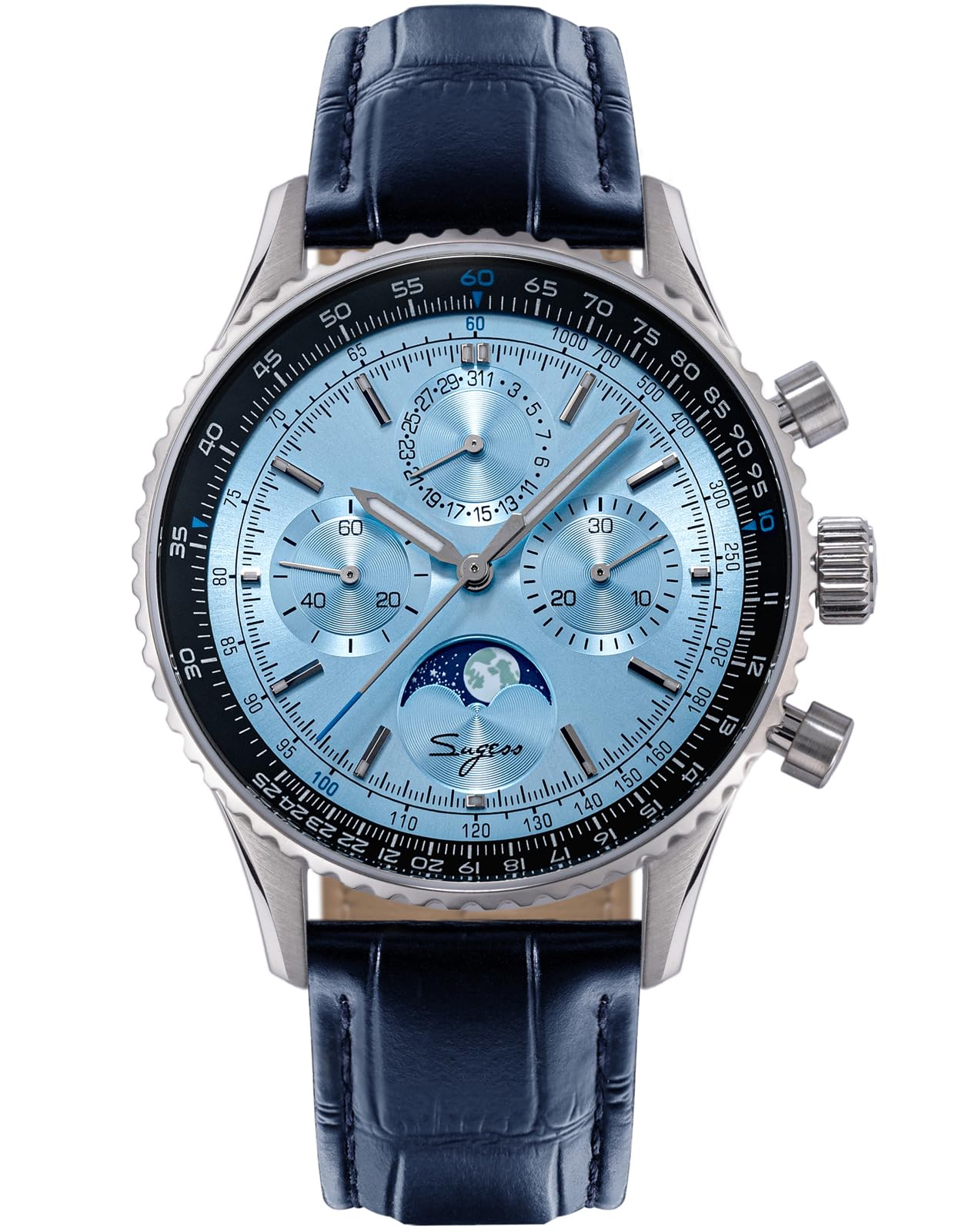 Sugess S468.SE.E MoonPhase Master Gold Swan Neck Seagull ST1908 Saphirglas Mechanisches Uhrwerk Herren Chronograph mechanische Herrenuhr 1963