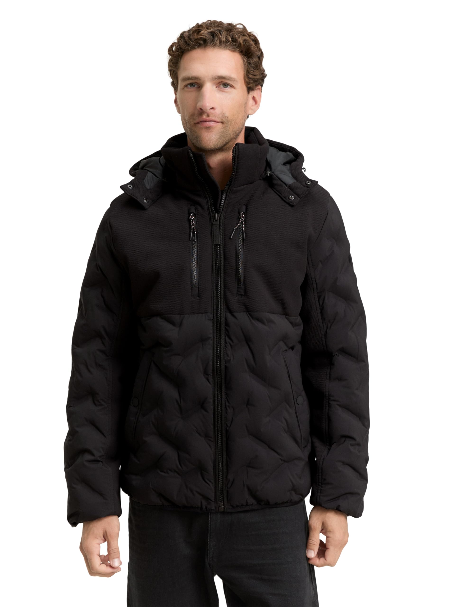 TOM TAILOR Herren 1046977 Hybrid Puffer-Jacke mit Steppung