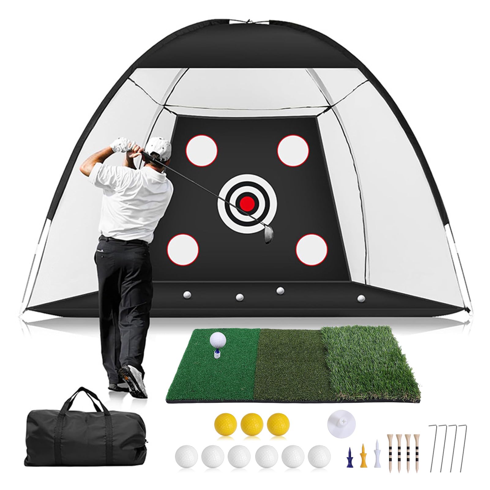 Domary Multi-Functional Hitting Net Versatile Portable Swing Training Aid