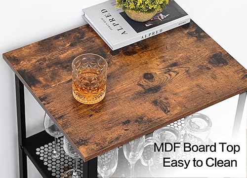 Miniatura 4 de RokiaTek Carrito de servicio de bar, carrito de cocina rodante con ruedas, carrito de almacenamiento de 3 niveles con ruedas con bloqueo, estantes