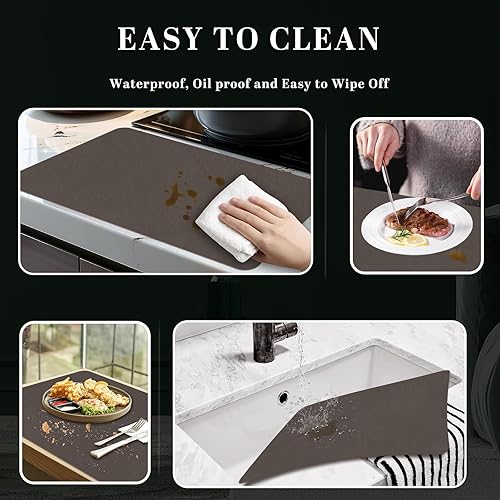 Miniatura 6 de BLESWIN Juego de 6 manteles individuales de piel sintética, 12 x 17 pulgadas, manteles individuales de color con textura de doble cara, resistentes