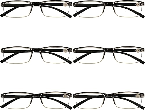 Paquete de 6 anteojos de lectura rectangulares para hombre, con bloqueo de luz azul, con bisagras de resorte, color negro disponible en Yaxa Colombia