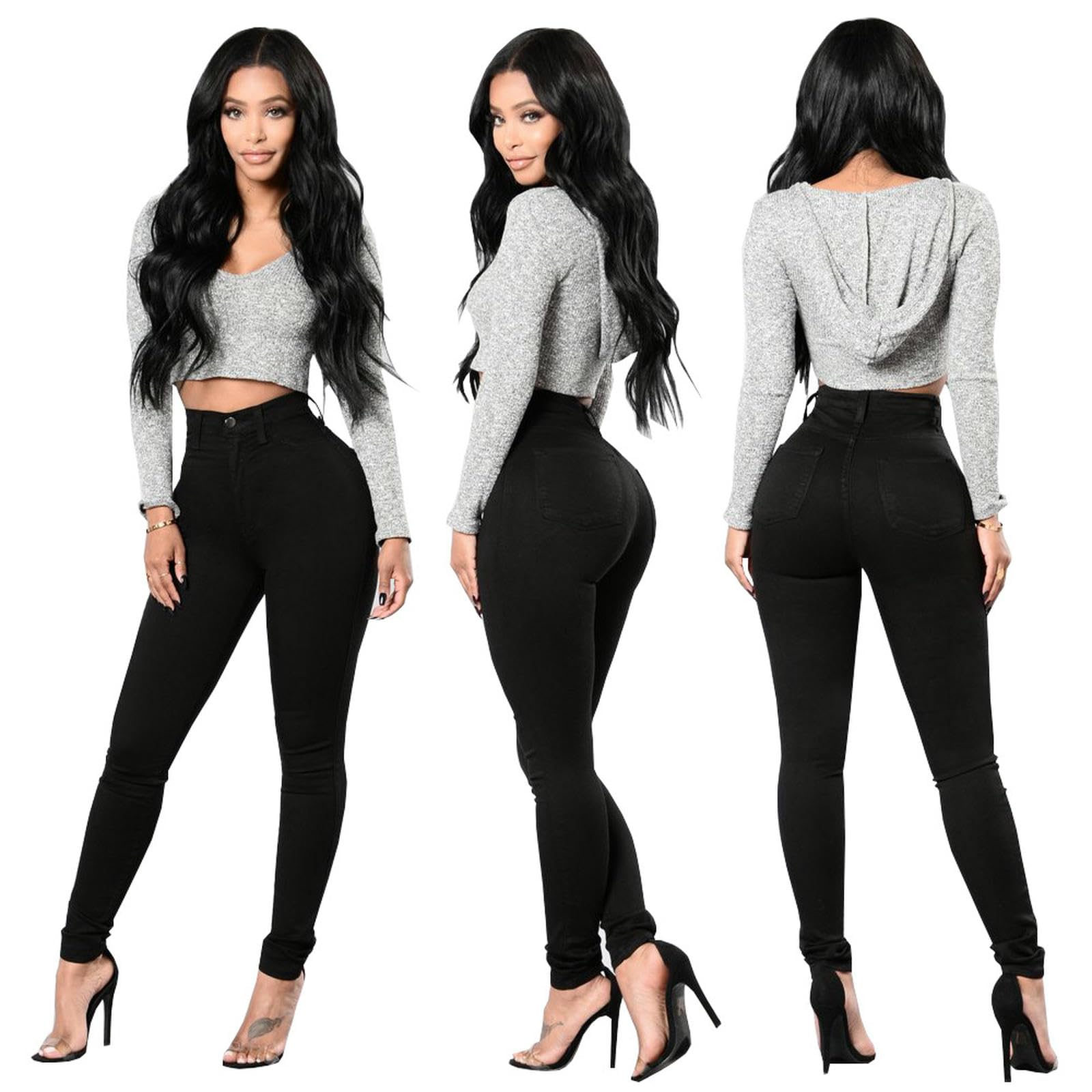 Jeans da Donna alla Moda Versatili Ad Alto Elastico Moda-Claret-m