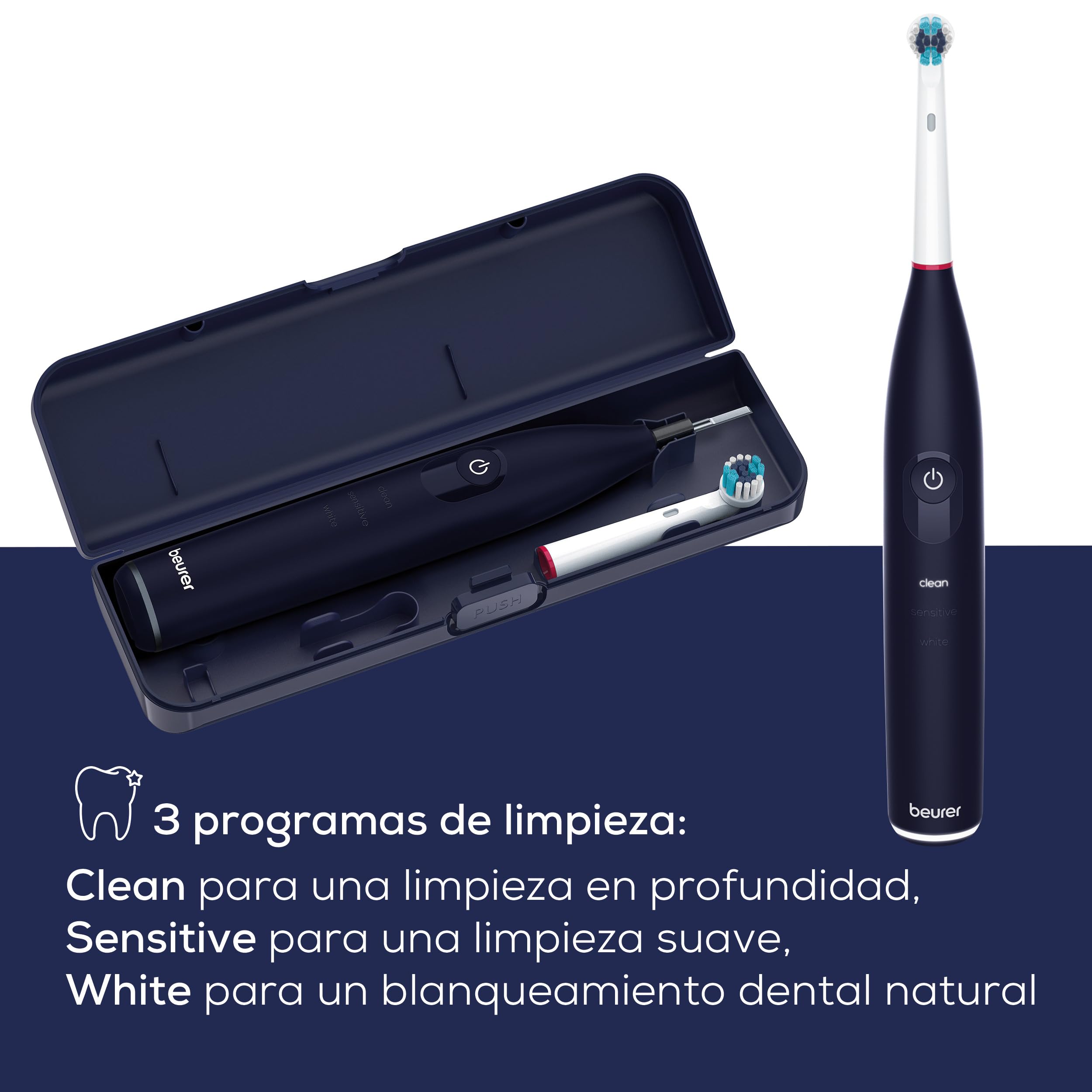 Cepillo eléctrico, 3 programas de limpieza para el cuidado dental, tecnología de limpieza oscilante-pulsante para eliminar la placa, sensor de presión integrado, batería recargable