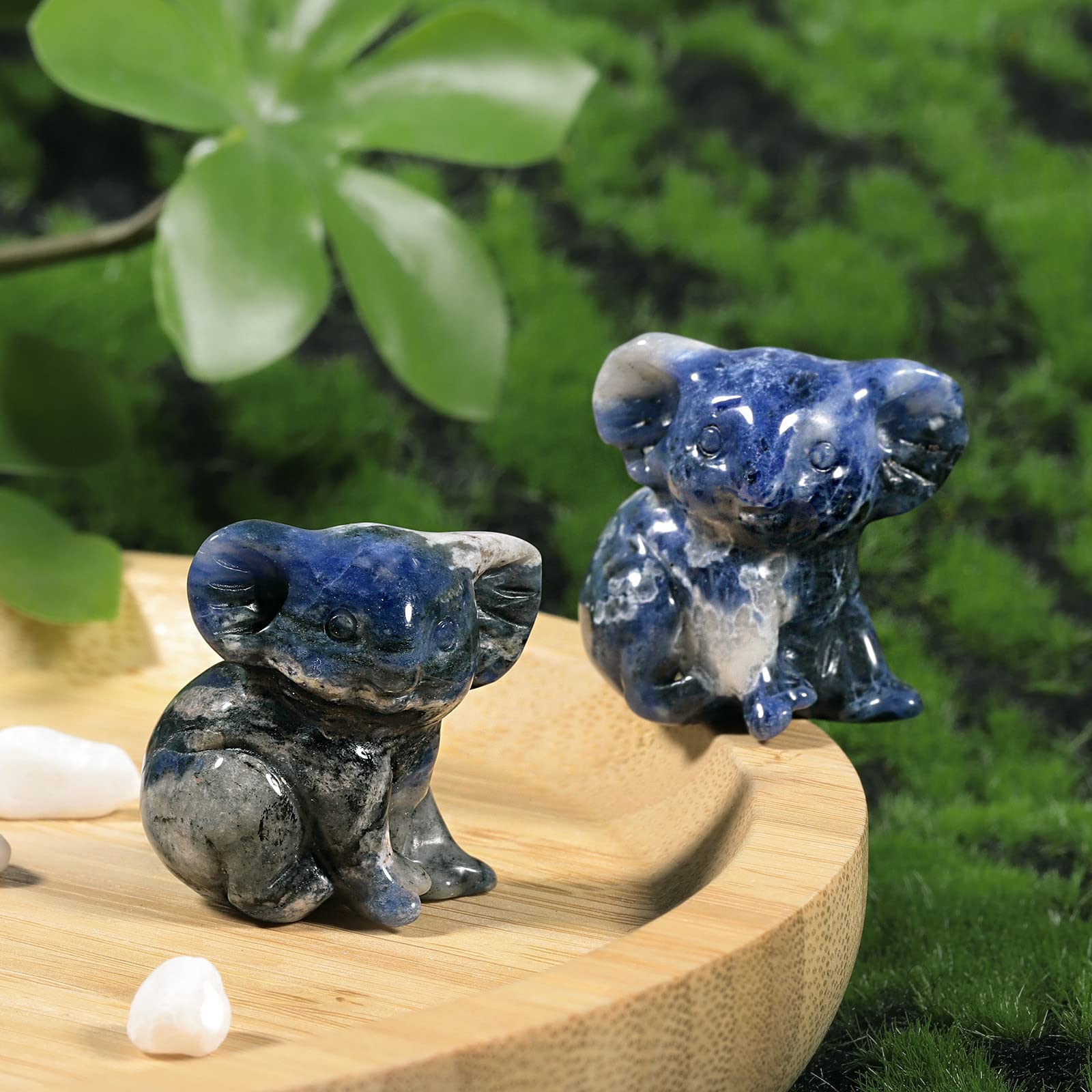 Nupuyai 2pcs Sodalite Mini Crystal Stone Statue Carved Animal Kangaroo Set - Image 4
