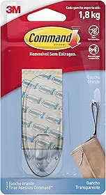 Command, 3M, Gancho, Adesivo Removível sem Estragos, Transparente, Grande, 1 Unidade