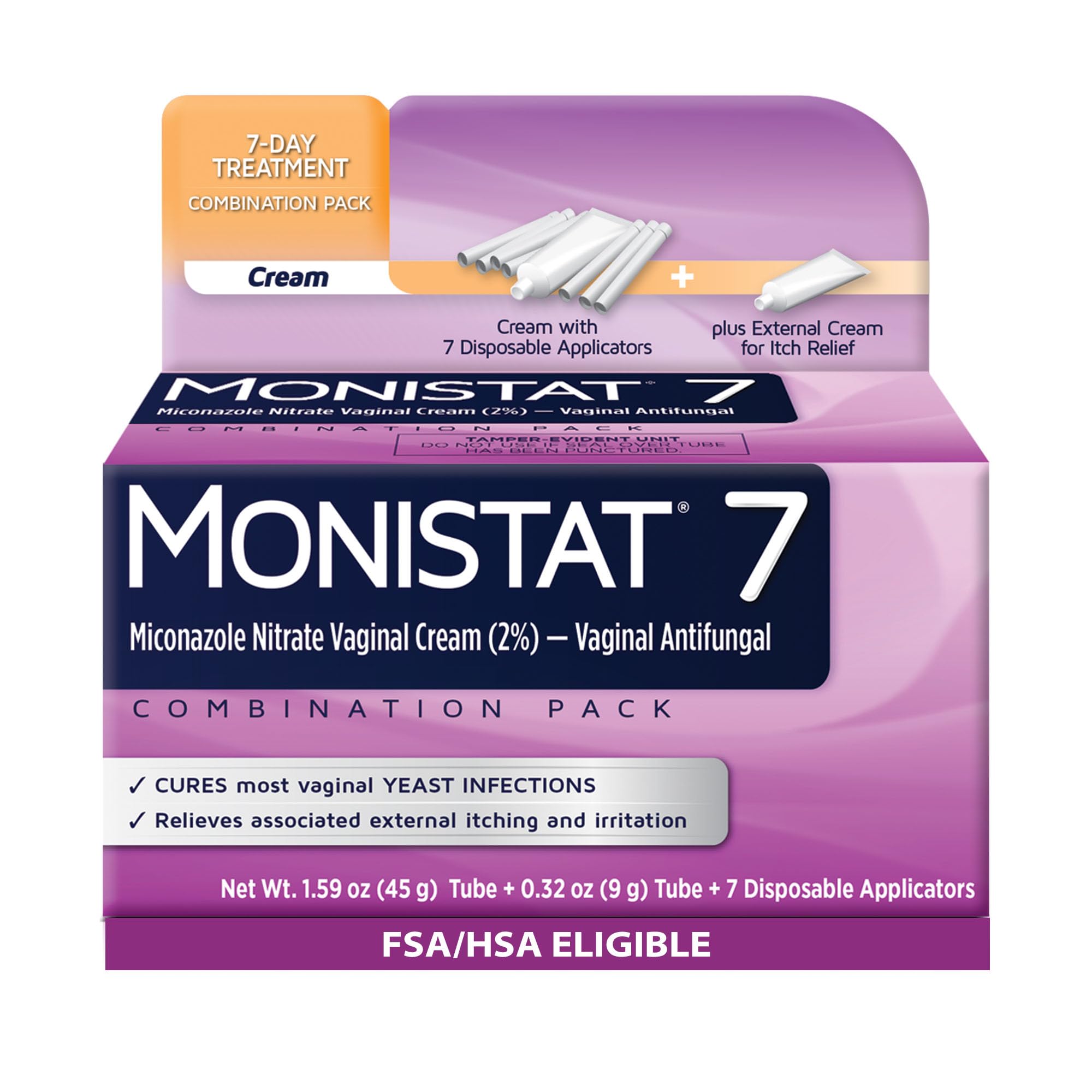 Monistat 7 Day Yeast Infection Treatment for Women, 7 Miconazole Cream Applications with Disposable Applicators & External Monistat Anti-Itch Cream Bundle