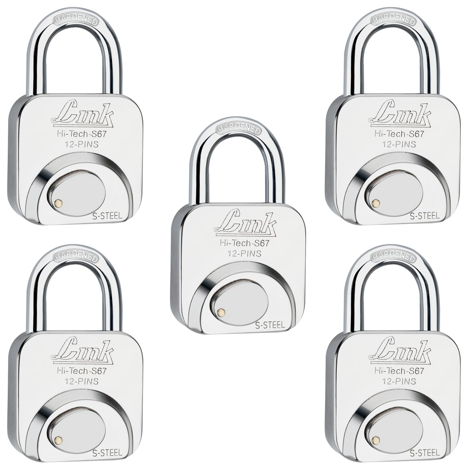 Link® Hi-Tech 67mm Padlocks 5Pcs-Set| Stainless Steel Body | Hardened Shackle | 3 Silver Keys with Hi-Tech Nickle & Keychain |Made in India|3Keys for Each Padlock (B0C659WB1Y) Amazon Price History, Amazon Price Tracker