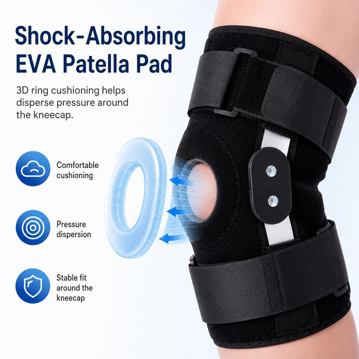 Rodillera articulada para hombres y mujeres, soporte ajustable para la rodilla con estabilizadores laterales y almohadillas de gel para la rótula, rodillera de recuperación para artritis, LCM, LC