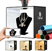 Lightdow 16x16x12 Photo Studio Light Box with 120 LEDs CRI>95, 6 Backdrops - Portable Dimmable Folding Tent for Jewelry Toys Cosmetics Photography