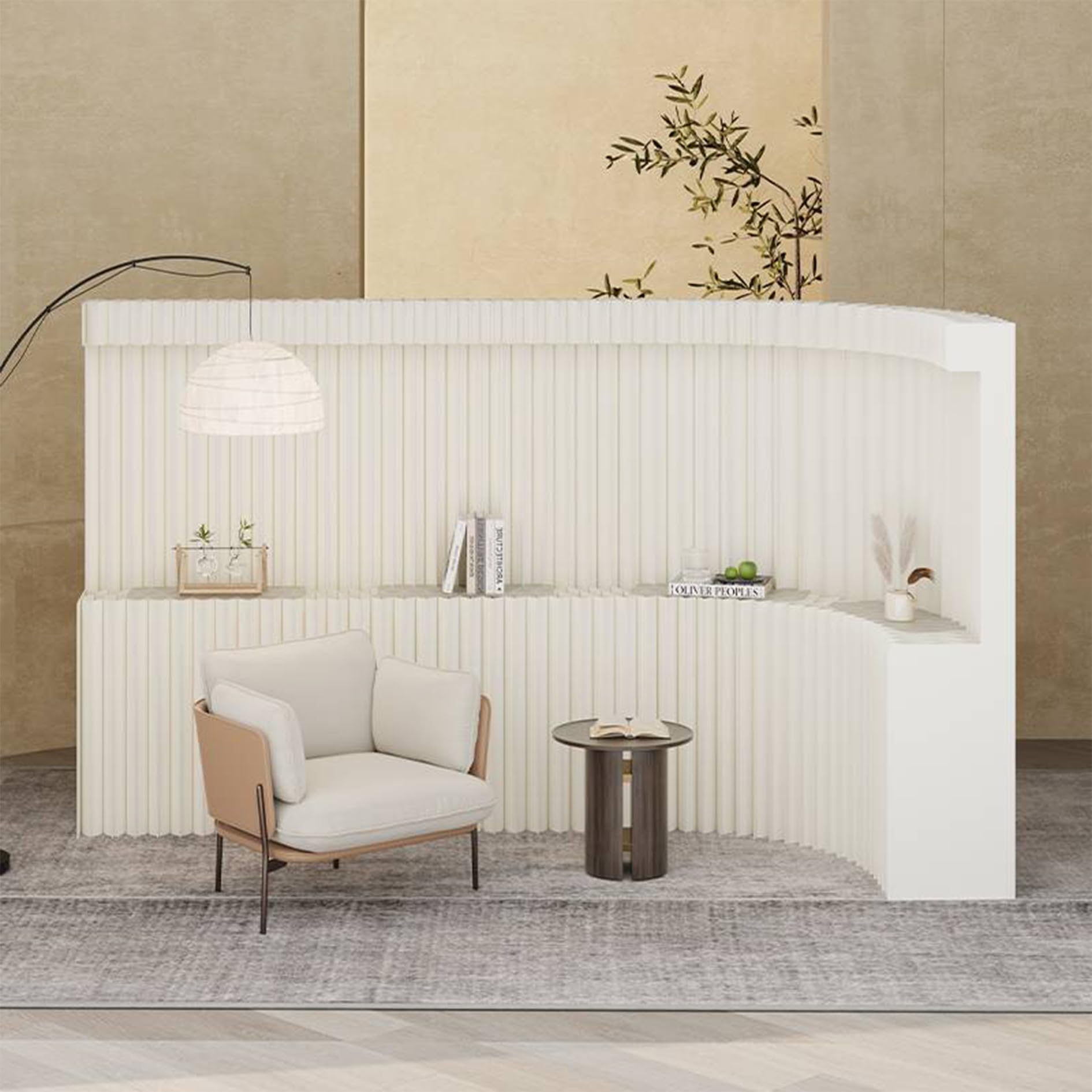 Paper Room Divider Folding Adjustable Privacy Divider, Foldable Wall Dividers for Room Separation, Decorative Privacy Screen for Home Dorm Office Studio Exhibition Store 7.22ft*6.56ft