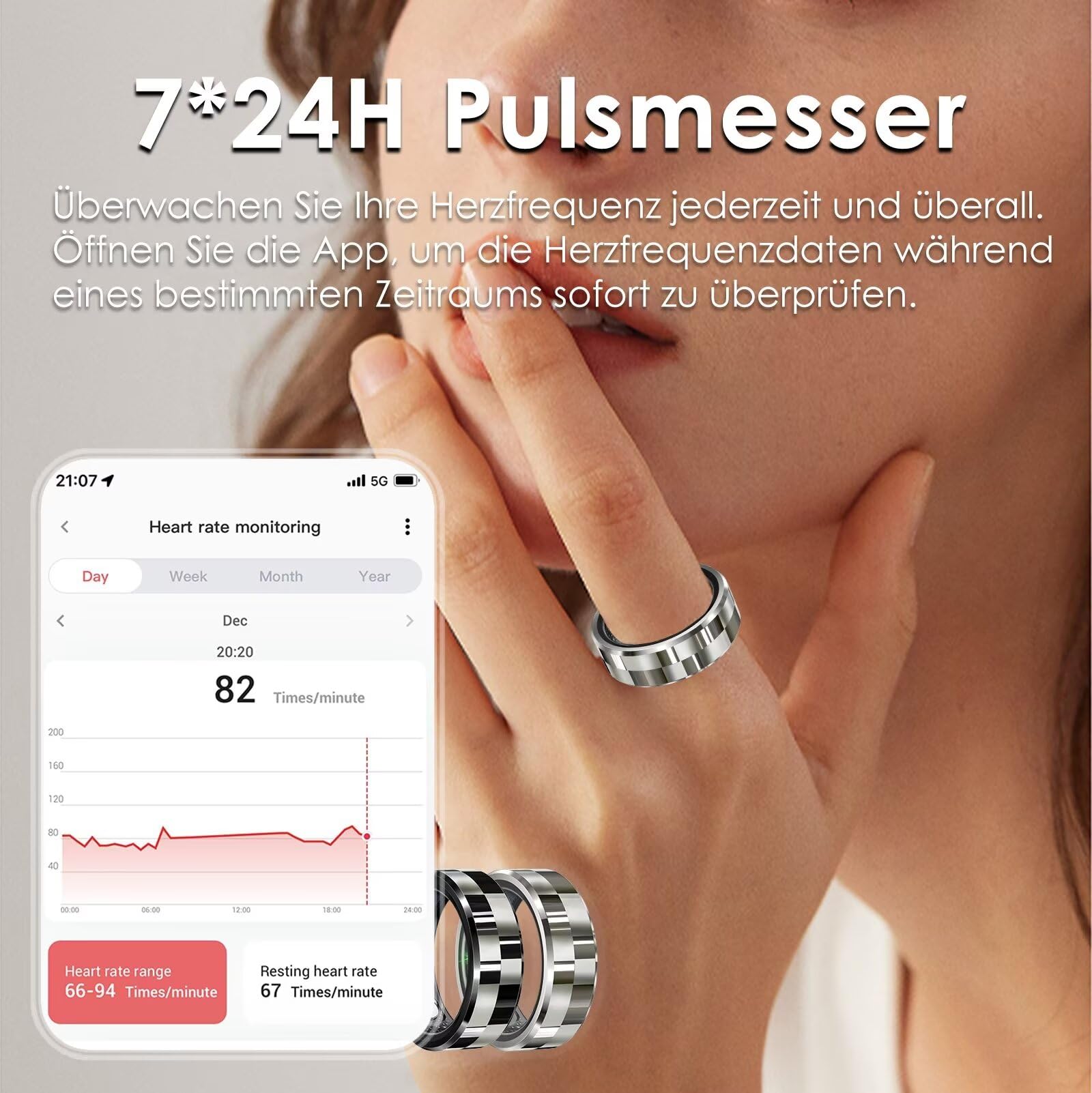 Anelli intelligenti per donne e uomini, fitness tracker con frequenza cardiaca, ossigeno nel sangue, pressione sanguigna, contapassi, monitoraggio del sonno, senza costi di abbonamento, anello