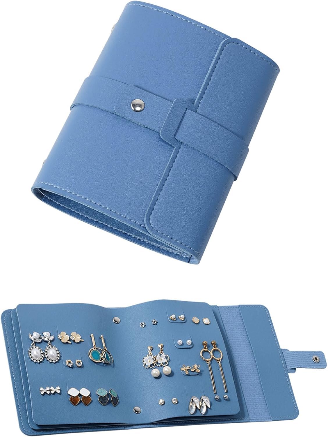 Portagioie 24 Scomparti In Velluto Con Coperchio Trasparente - 20x15x2.5cm | Organizer Per Orecchini, Anelli E Collane - Foto 8