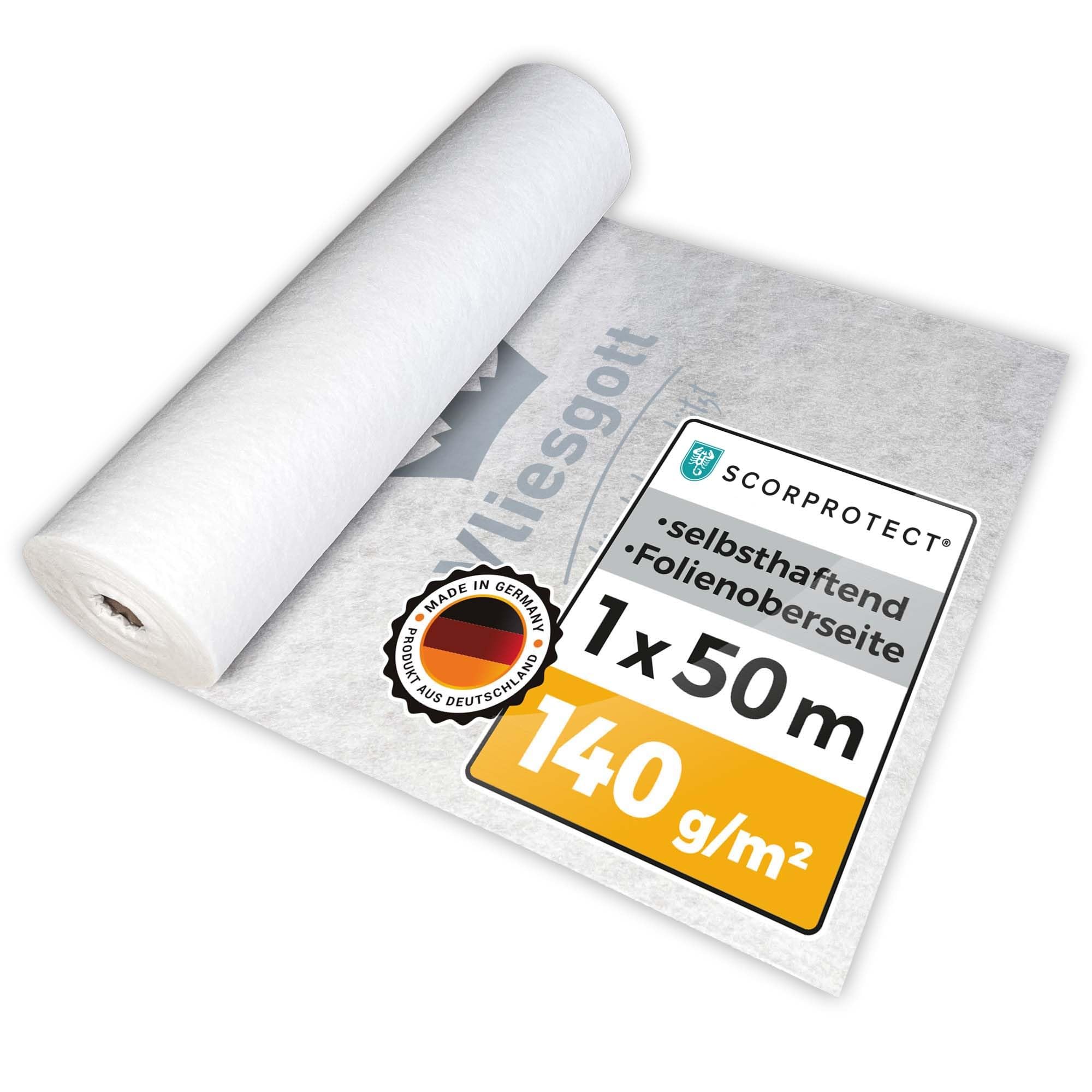 Scorprotect® BSV (bedrucktes) Boden- und Treppenschutzvlies, Abdeckvlies selbsthaftend 1 m x 50 m 140 g/m² Folienoberseite