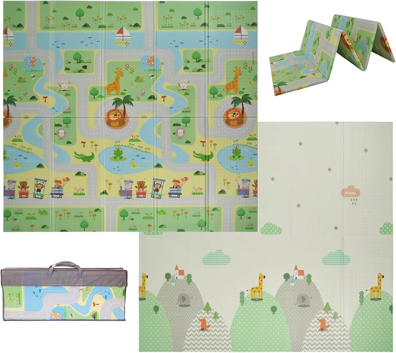 VeloVendo® - Tappeto Gioco Bambini pieghevole e reversibile 180x200x1cm - tappeto gioco neonato - Non tossico e impermeabile (XPE Animali)