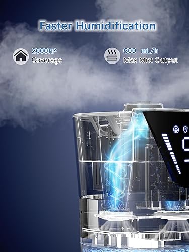 Miniatura 4 de Humidificador de 17L4.5 galones para habitación grande, humidificadores ultrasónicos inteligentes y silenciosos de niebla fría para dormitorio,