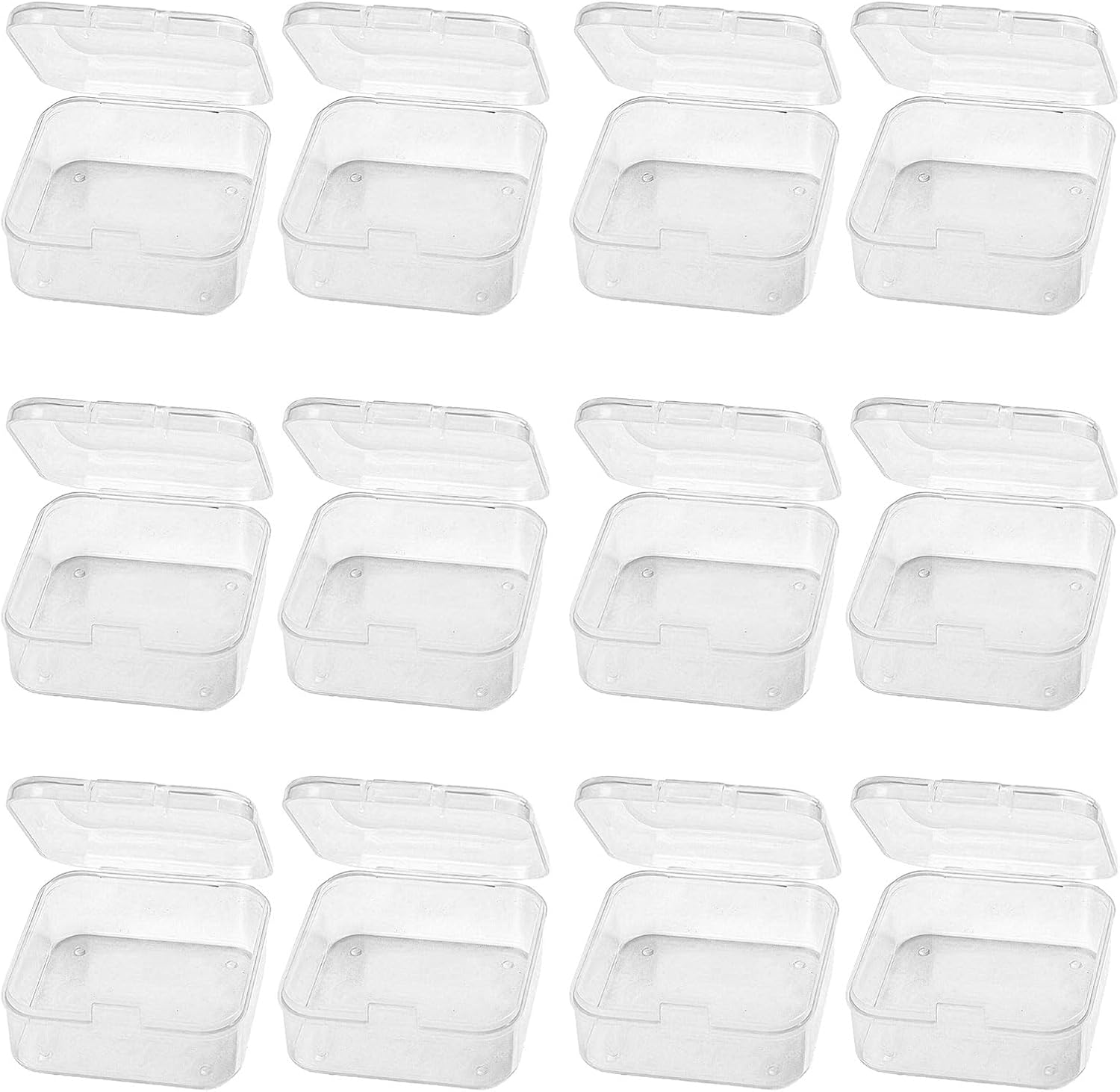 12 Pieces Assorted Colors Storage Cases Transparents Clear Organizers Stackable Square Boxes for Homes and Offices Storage