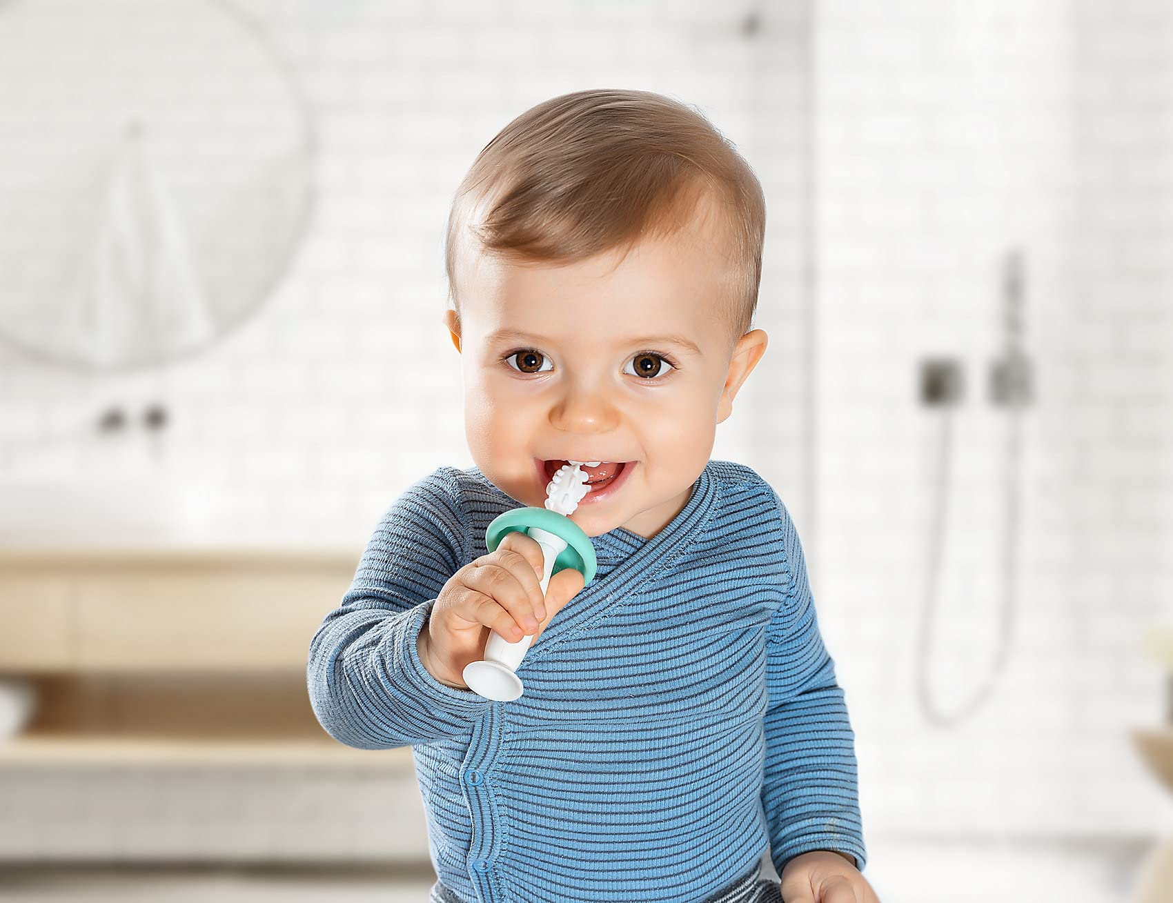 Reer BabyCare przyrząd do czyszczenia zębów dla niemowląt z medycznego silikonu, biały
