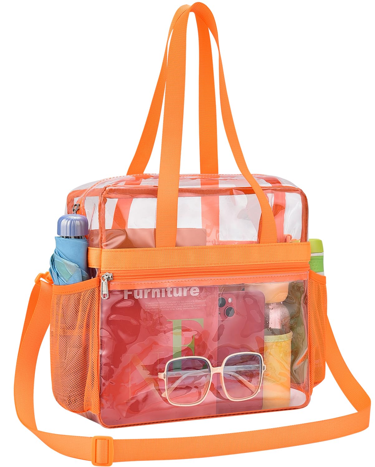 Paxiland Clear Bag for Stadium Events 12x6x12 inches, Clear Tote Bag with Reinforced Strap, Clear HandBag for Sports Concert