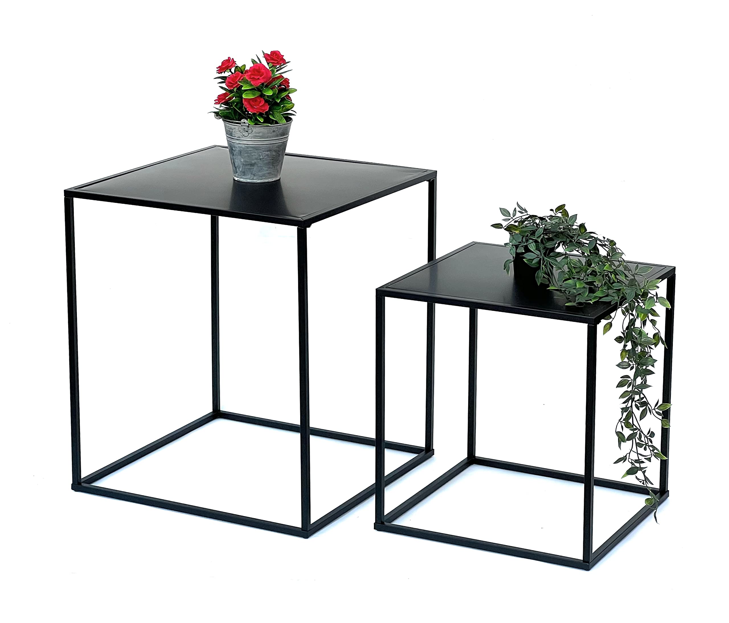 DanDiBo 96252 - Set di 2 tavolini da salotto in metallo, 52 cm e 42 cm