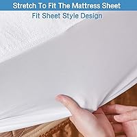 Vista 5 de Protector de colchón Queen impermeable, funda de colchón 100% impermeable, estilo sábana bajera, bolsillo profundo de hasta 18 pulgadas (Queen)