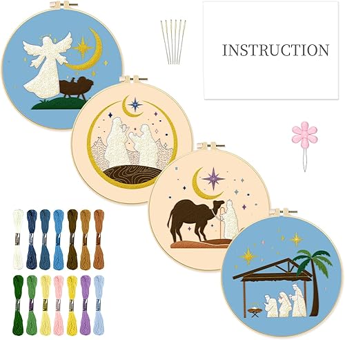 Miniatura 37 de INFUNLY Kit de bordado de cactus de 4 piezas, kit de iniciación de bordado de cactus para adultos, kit de bordado estampado con patrones para Kit