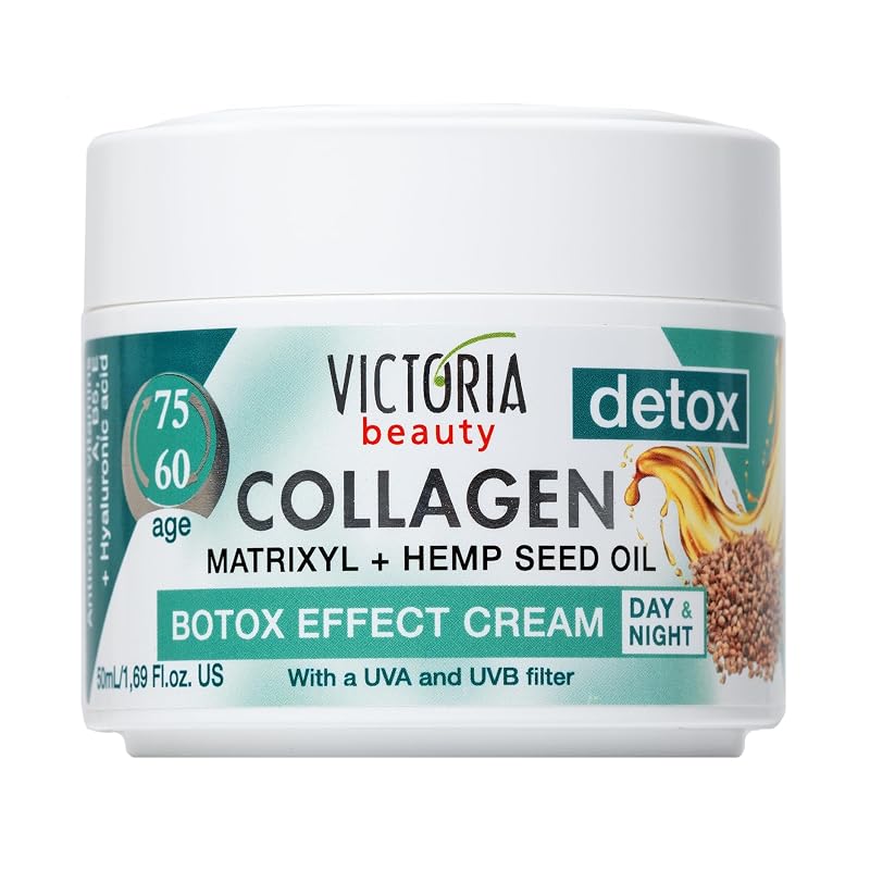 Creme facial Victoria Beauty com colágeno, ácido hialurônico, Matrixyl® 3000 e óleo de semente de cânhamo, 50 mL