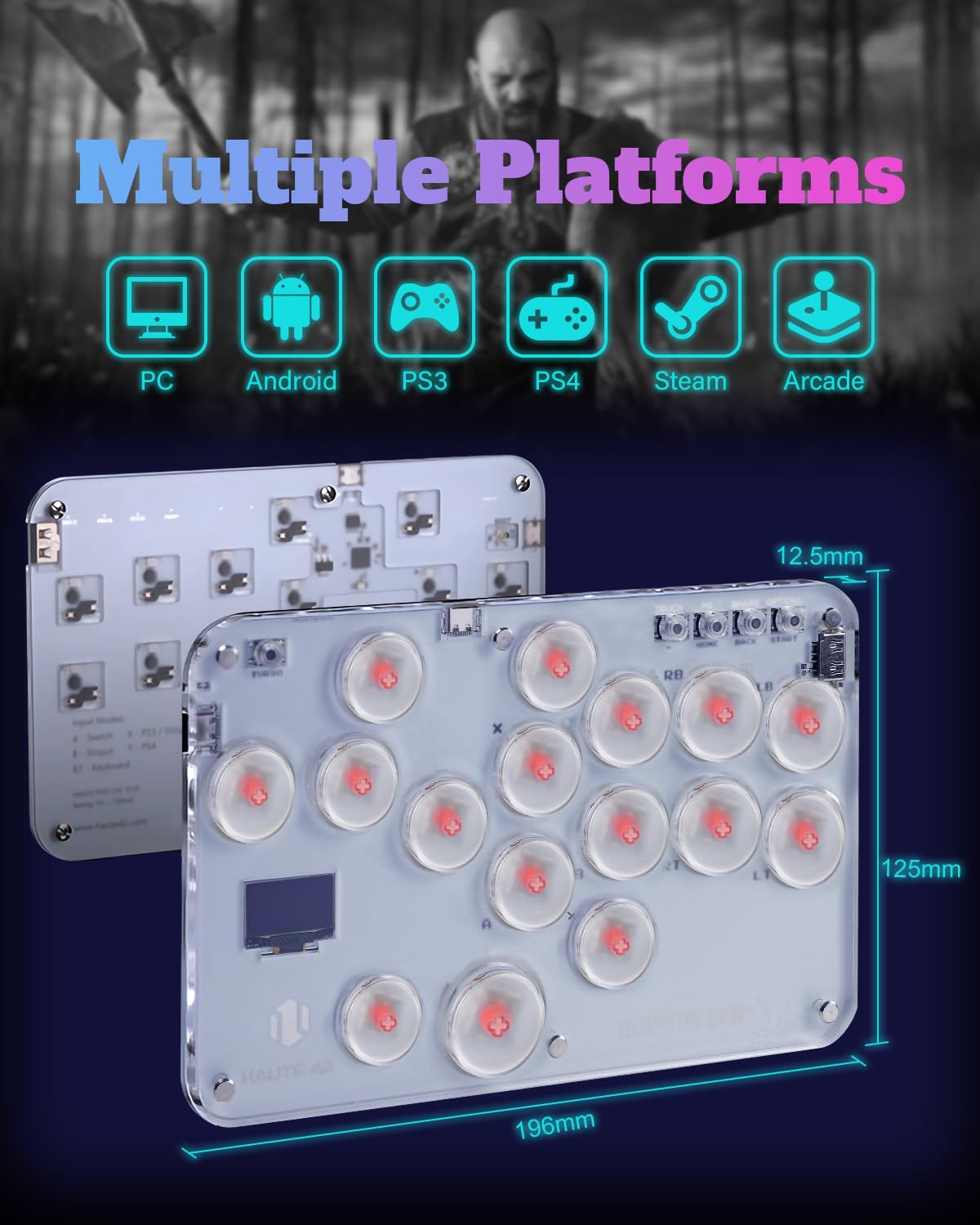 HARIKIKI Arcade Stick, Fighting Teclado Keypad S16 Street Fighter Gameboard para PS3/PS4/Steam PC/NS Switch