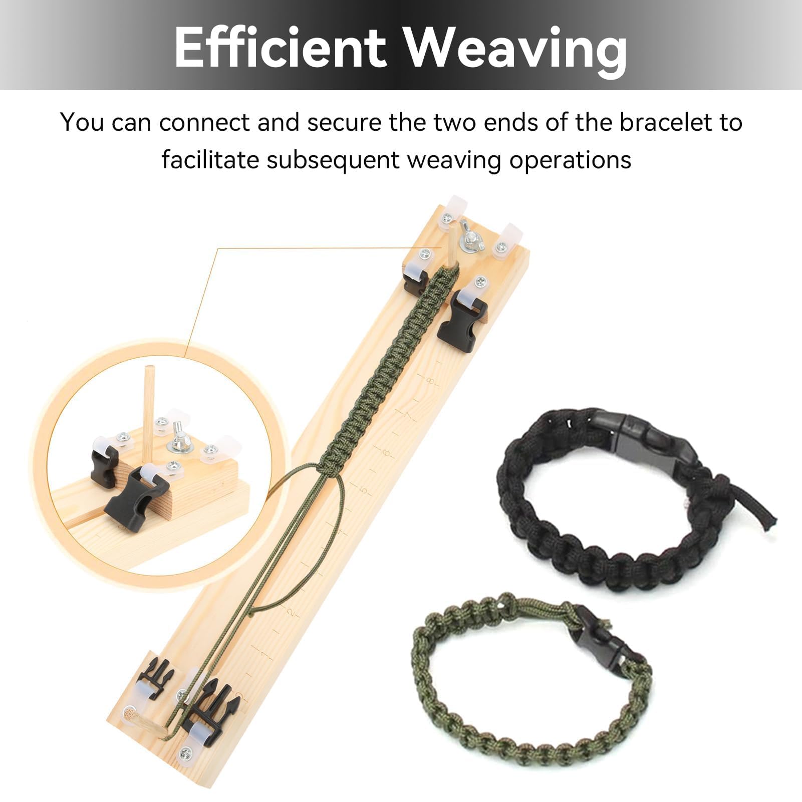 Set Braccialetto Fai Da Te Paracord, Strumento Braccialetto Maker in Legno Bracciale in Paracord Tessitore Telaio Intrecciato Aghi in Paracord Combinazione per Maglieria